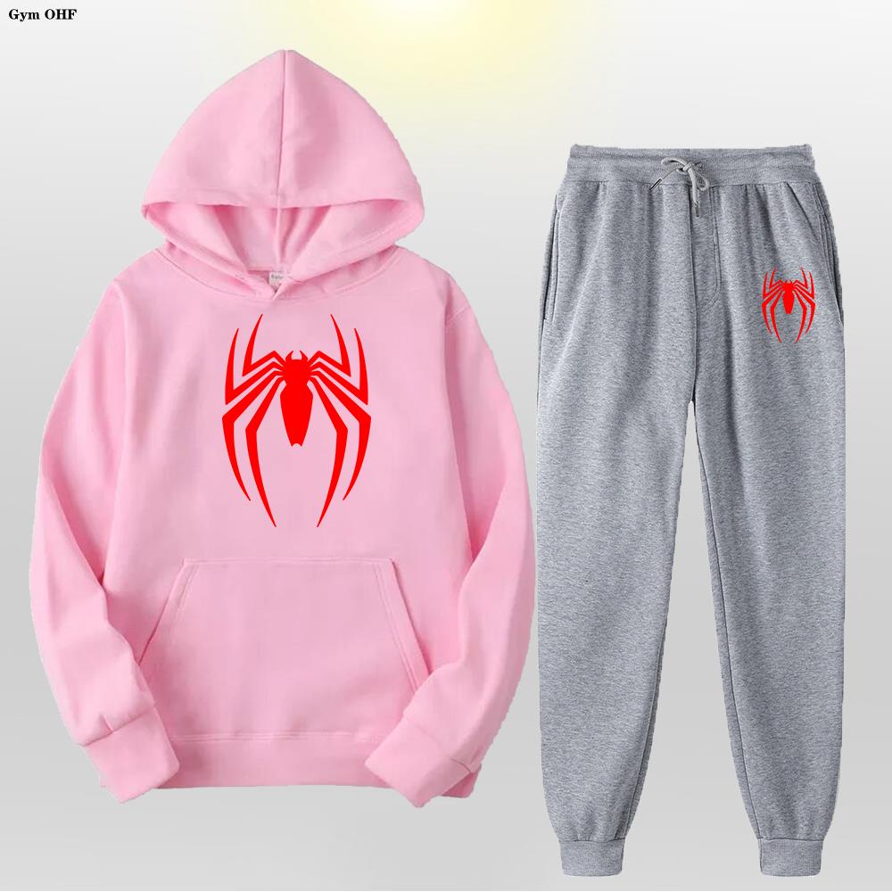 Women Men's Tracksuit Spider 2 Pieces Set Sweatshirt + Sweatpants Sportswear Hoody Casual Streetwear Men Clothing Hoodies Suit