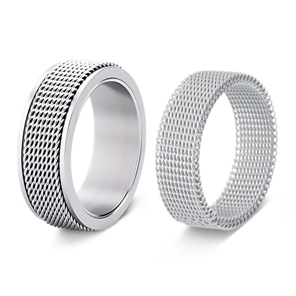 European Trend 18K Gold-Plated Stainless Steel Rotatable Grid Design Decompression Ring