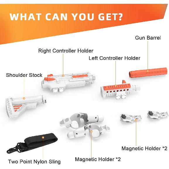 Relohas VR Handle Accessories for Meta Quest 2,3,3S, Gun Stock for Oculus Quest, Weighted Controller Grips, Enhance Realistic FPS Gaming Experience