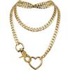 Women's Slip Chain Rainbow Heart O-Ring Chunky Chain Punk Necklace Cuban Jewelry Adjustable Lariat Y-Necklace Heart Loop Choker