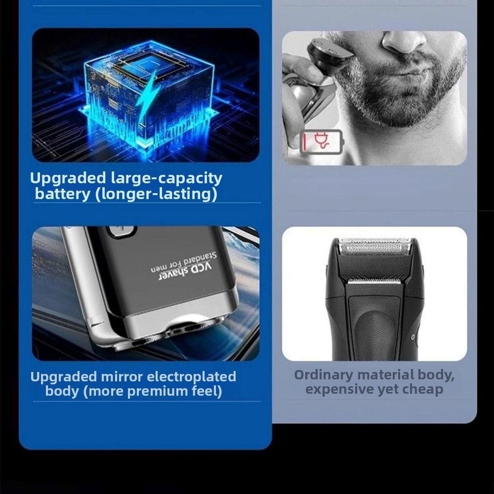 Double Head Mini Electric Shaver LCD Display Men's Beard Trimmer Face Hair Remover Tool  Travel Use