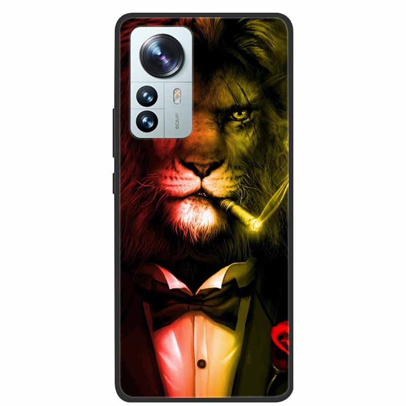 For Xiaomi 12T Pro Phone Case Cover Lion Wolf Black Soft Silicone Case For Xiaomi 12T Pro Back Cover Case 12 T 12TPro Funda Capa