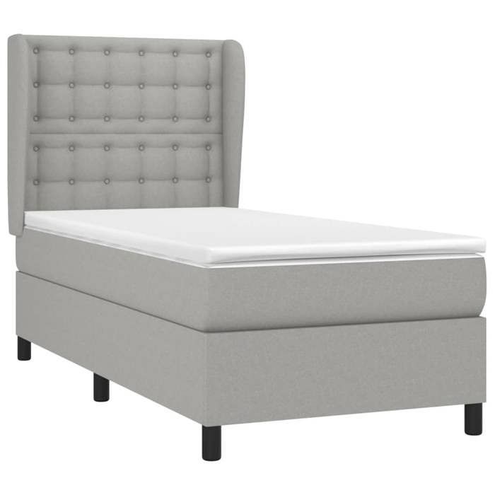 VidaXL Lit à sommier tapissier avec matelas Gris clair 80x200 cm Tissu - Modèle 3128237