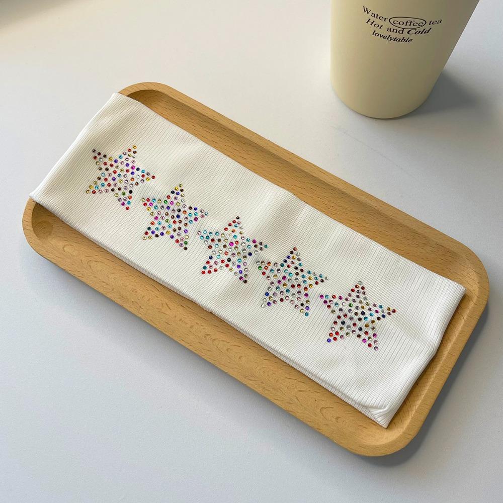 Sweat Absorbing Rhinestone Star Headband Soft Sports Hairband Elastic Headband  Women