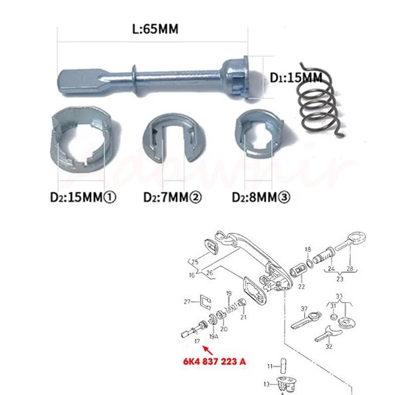 Car Iron Door Lock Cylinder Repair Kit for VW CADDY POLO SEAT IBIZA CORDOBA INCA Front Left or Right 6K4837223A
