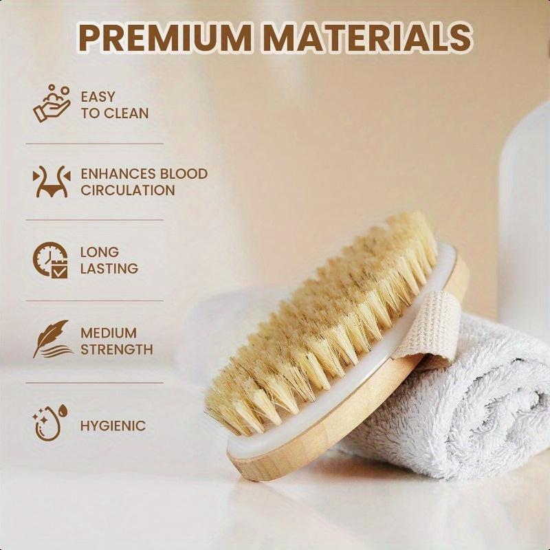 2 In 1 Dry Skin Body Brush Natural Bristle Dead Skin Remover Anti Cellulite Exfoliates Blood Circulation Health Massage Tools