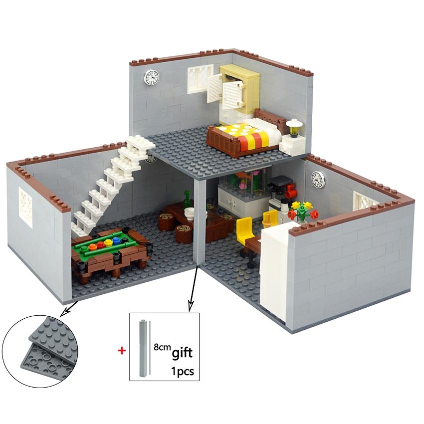 City House Building Blocks Toys MOC Furniture Model Bricks Bedroom Living Room Bathroom Pool Table Study-room For Children Gifts