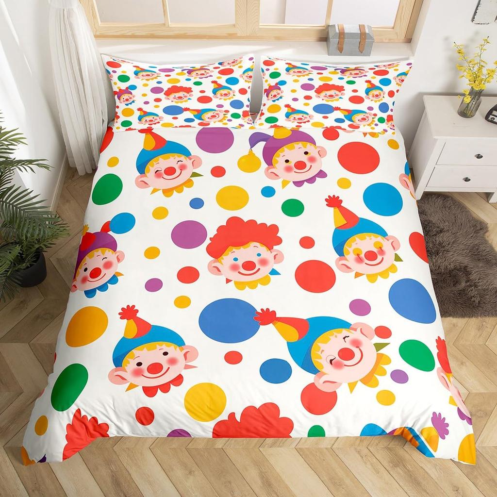 Cartoon Clown Duvet Cover for Kids Boys Girls Queen King Lightweight Quilt Cover Funny Circus Bedding Set Bedroom Decor No Quilt