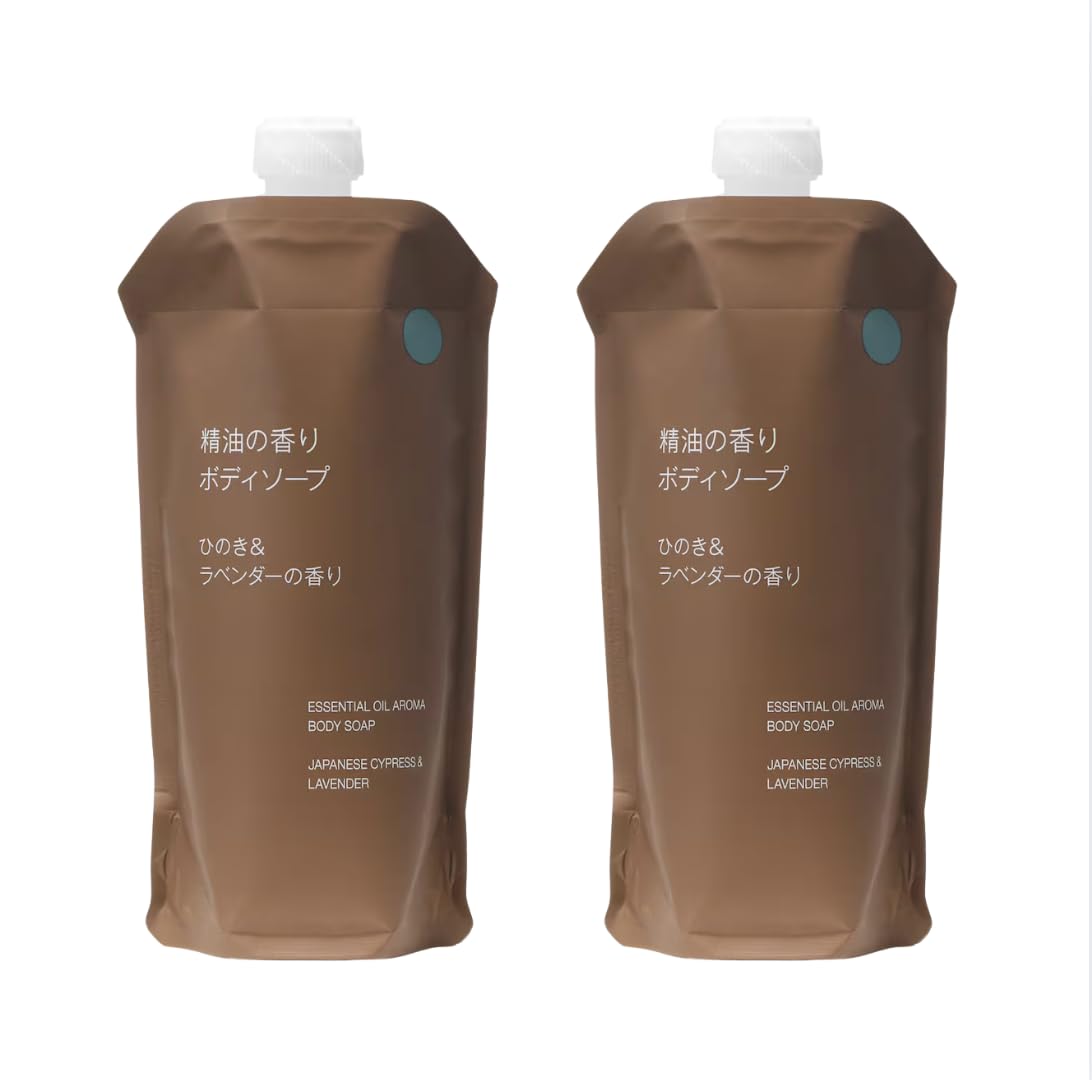 [340ml x 2 bags] MUJI Body Soap, Hinoki & Lavender Scent, Essential Oil Scent, Refill