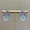 silver inlaid full diamond flowers natural ice chalcedony round green earrings for women high-end fashion party  gift
