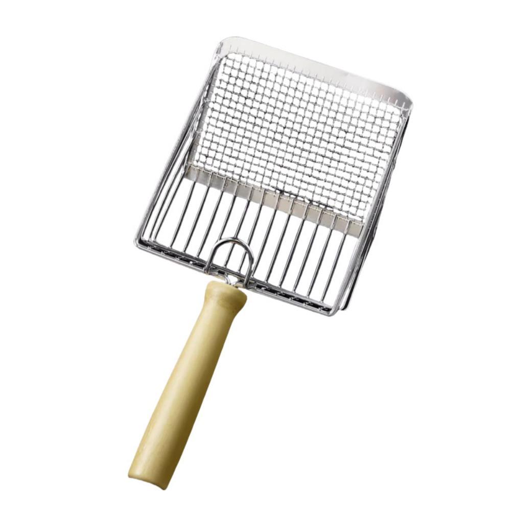 Wooden Handle Cat Litter Scoop 2 In 1 Kitten Toilet Cleaning Tool Pet Litter Shovel  Litter Box