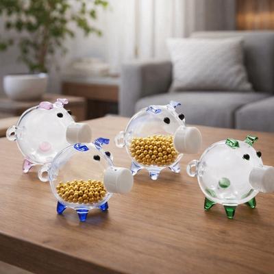 Visible Piggy Money Bank Transparent Golden Beans Container Delicate Coins Saving Box  Gift Giving
