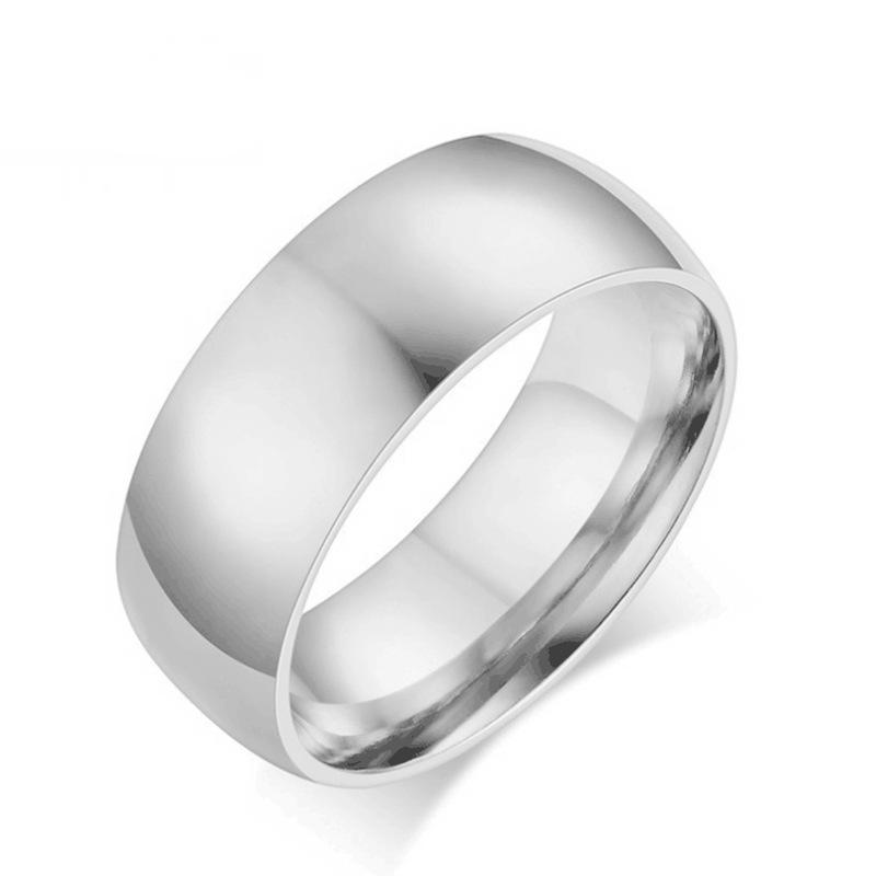 Titanium Steel Ring 8mm Arc Plain Ring Aperture Stainless Steel Ring Ring, Hand Jewelry