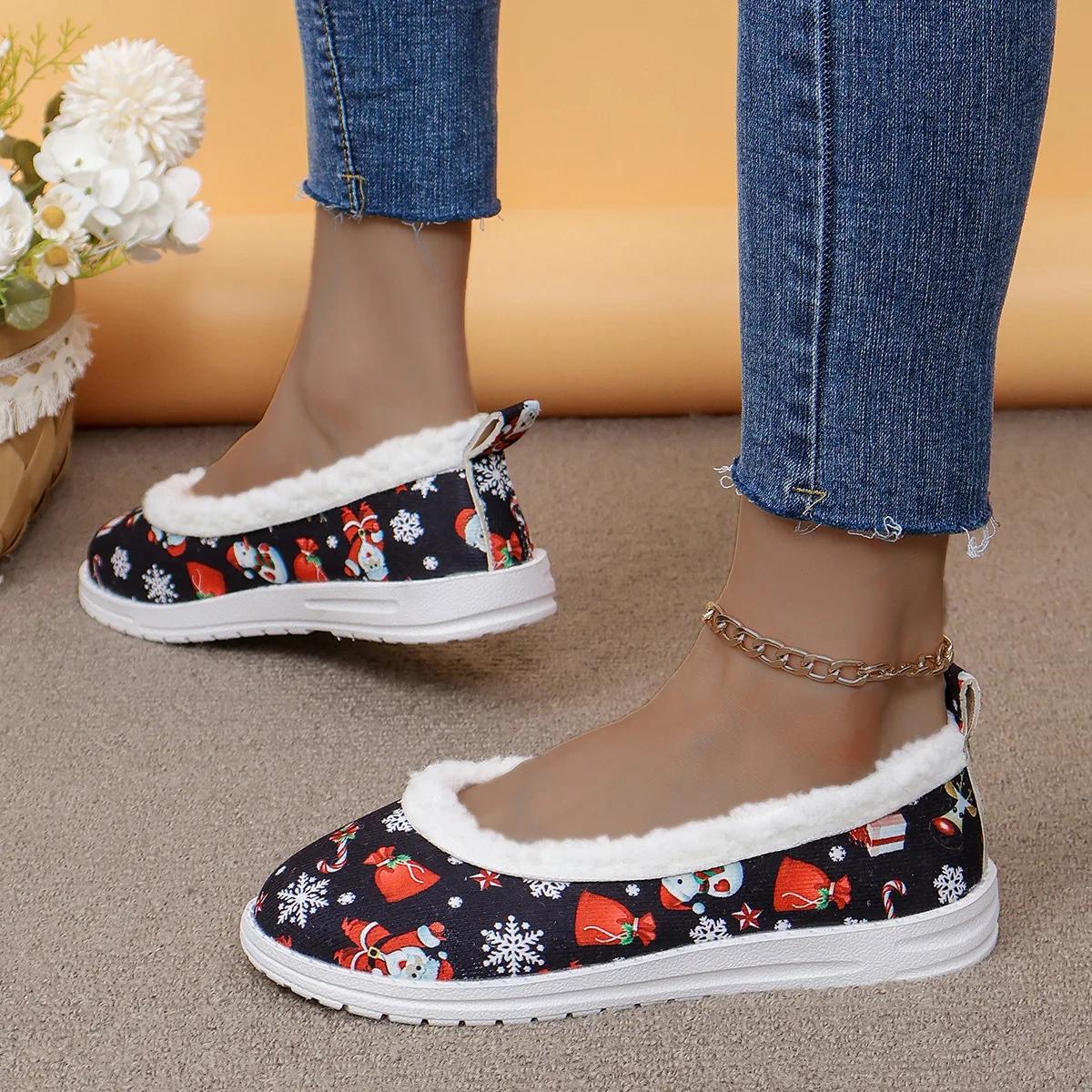 

Рождественский подарок Зимняя обувь Женская теплая хлопковая обувь Повседневные плоские нескользящие тапочки Женская легкая теплая плюшевая обувь Кроссовки 36 чёрный