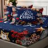 Christmas Themed Polyester Bedding Set - Soft Sanded Digital Print, 3-Piece Fitted Sheet and Pillowcase Set, Woven Fabric