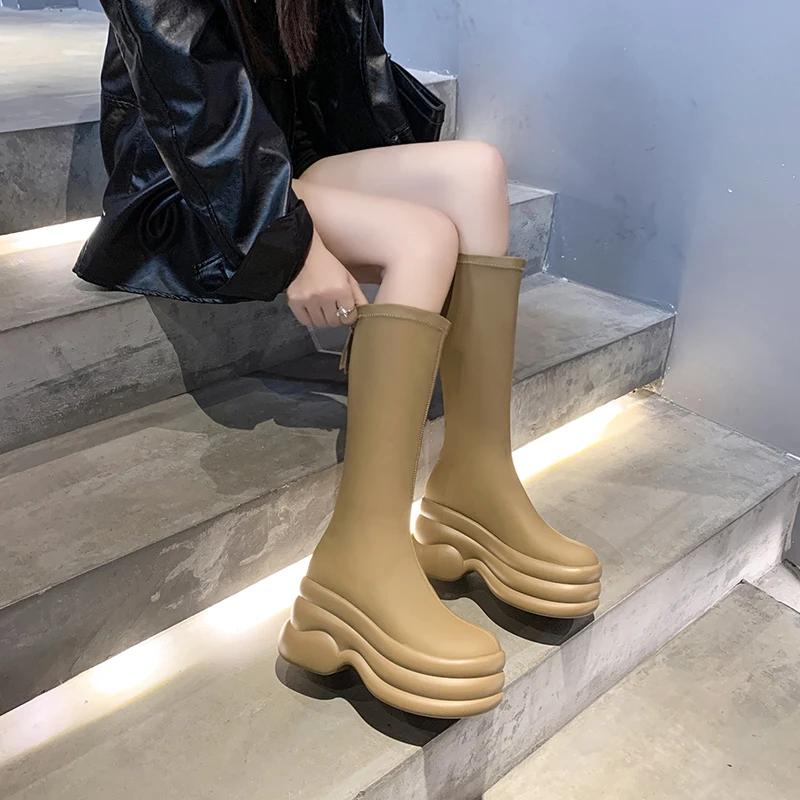 модные зимние женские ботфорты до колена — фото 5