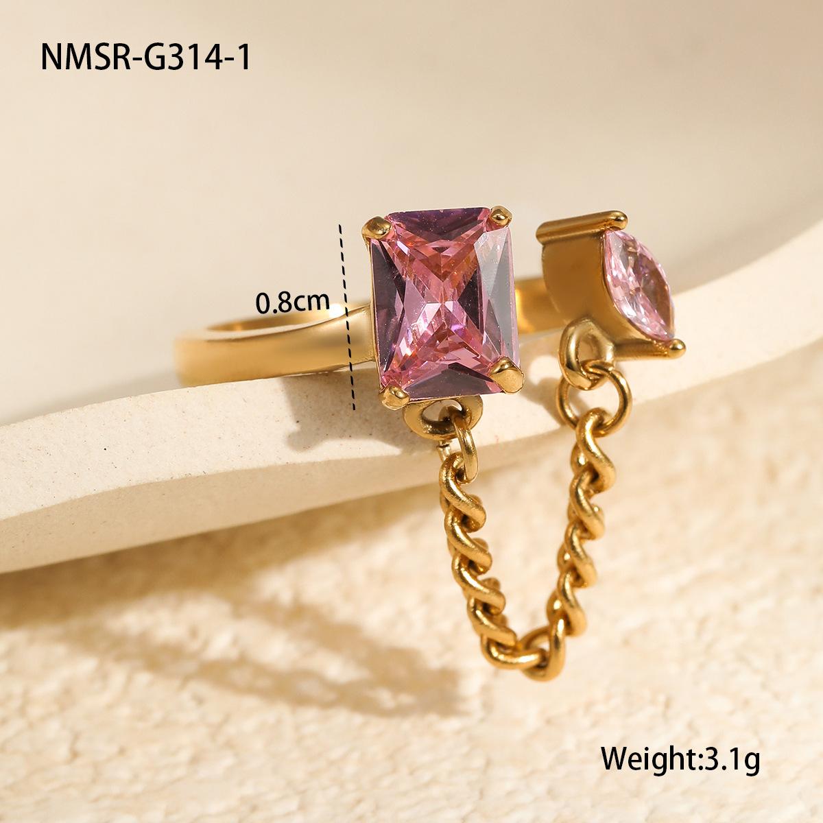 GEMCHIC Women s Fashion Chain Open Ring with Zircon Grape Design - Stainless Steel Jewelry One size fits all
