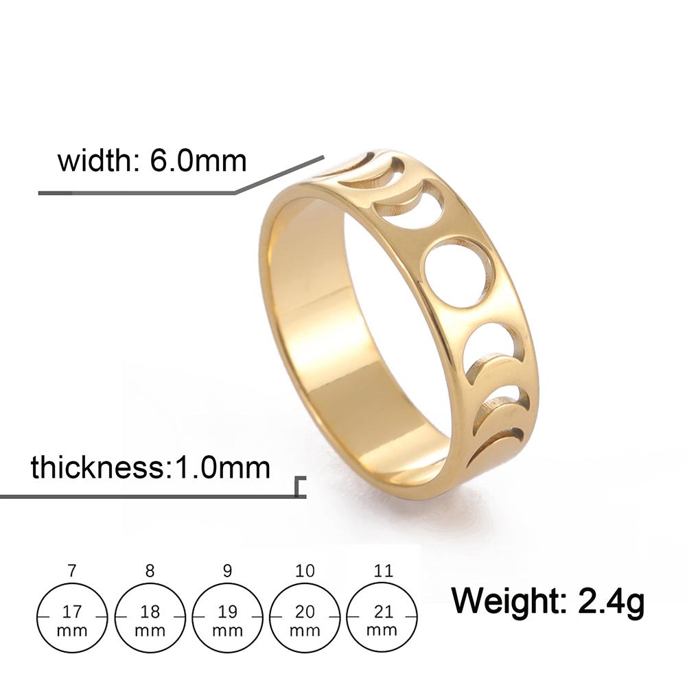 Teamer Moon Ring for Women Full Crescent Moon Stainless Steel Finger Rings Vintage Wedding Band Astronomy Golden Jewelry Gift