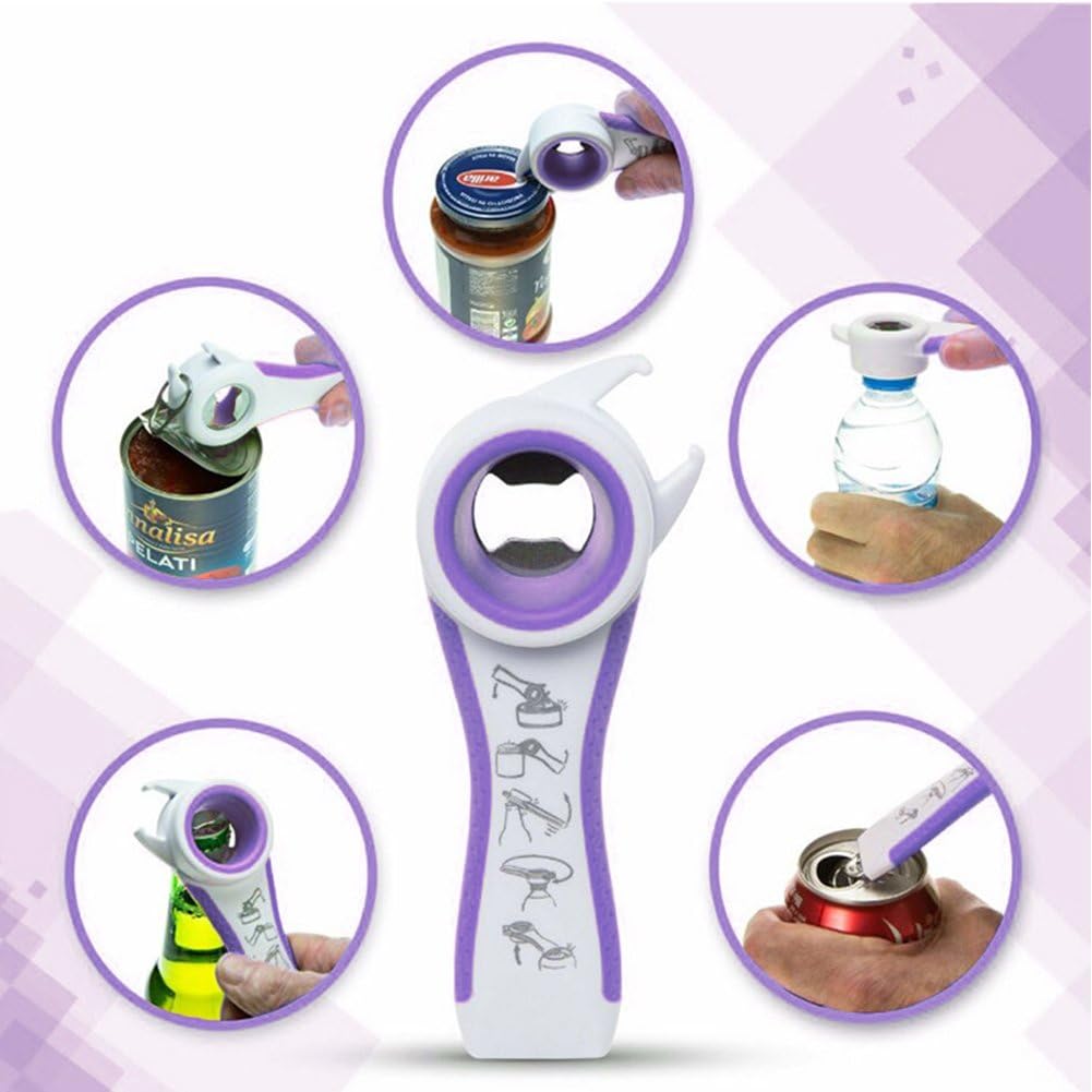Amiaus Jar Can Opener Multifunction Bottle Lid Grippers for Weak Hand, Elderly, Seniors, Arthritis Sufferers, Blue White Purple