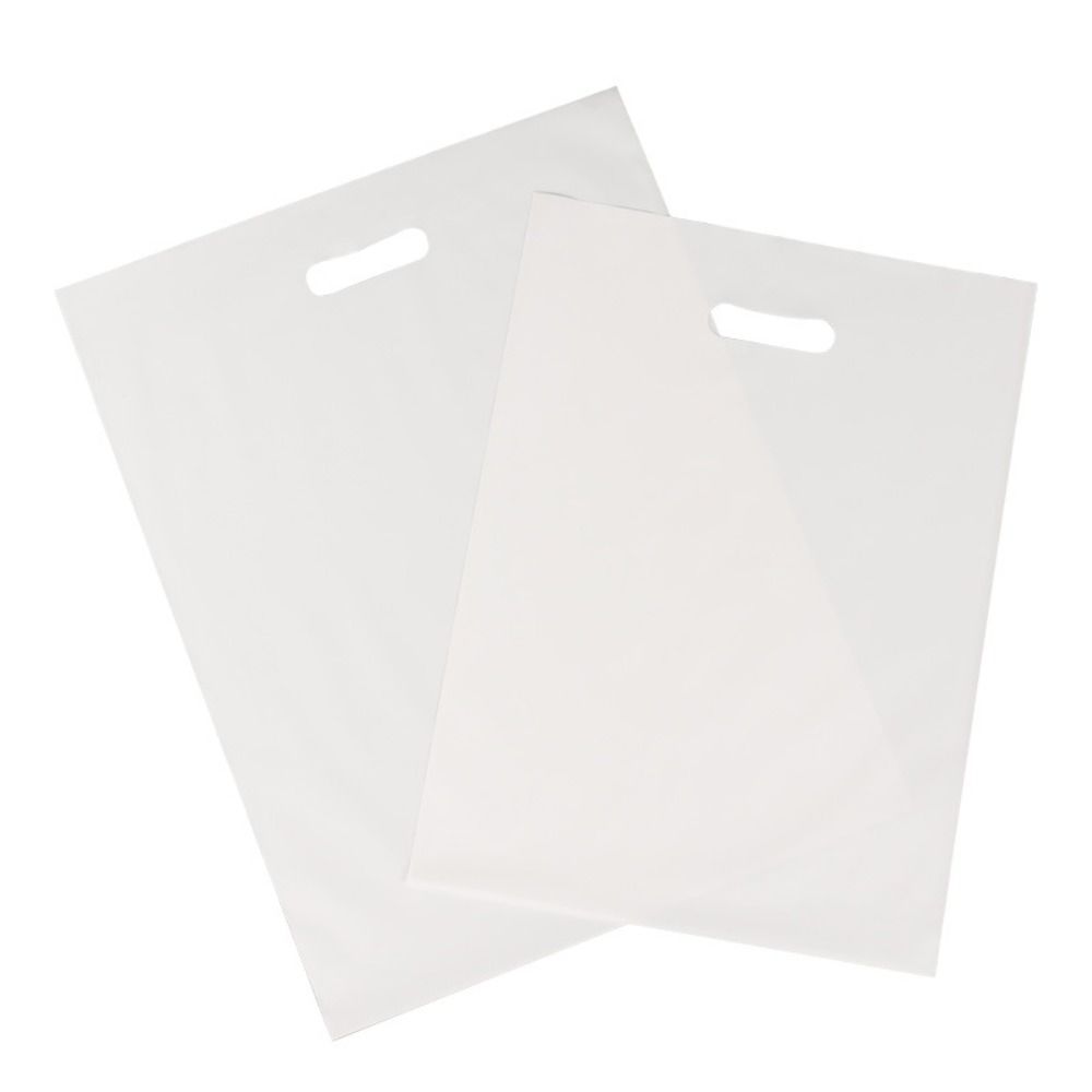 

Plastic White 7.8 x 12 /12 x 15.7 Retail Bags Merchandise Pouch With Handles Die Cut Plastic Bag