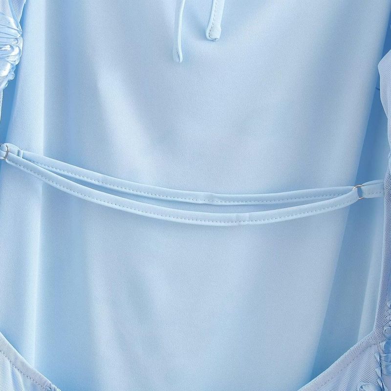 Kaslead New Arrival Women's Clothing Fashion Style Fashion Simple Mesh Stereo Floral Decorations Long Sleeves Backless Dress