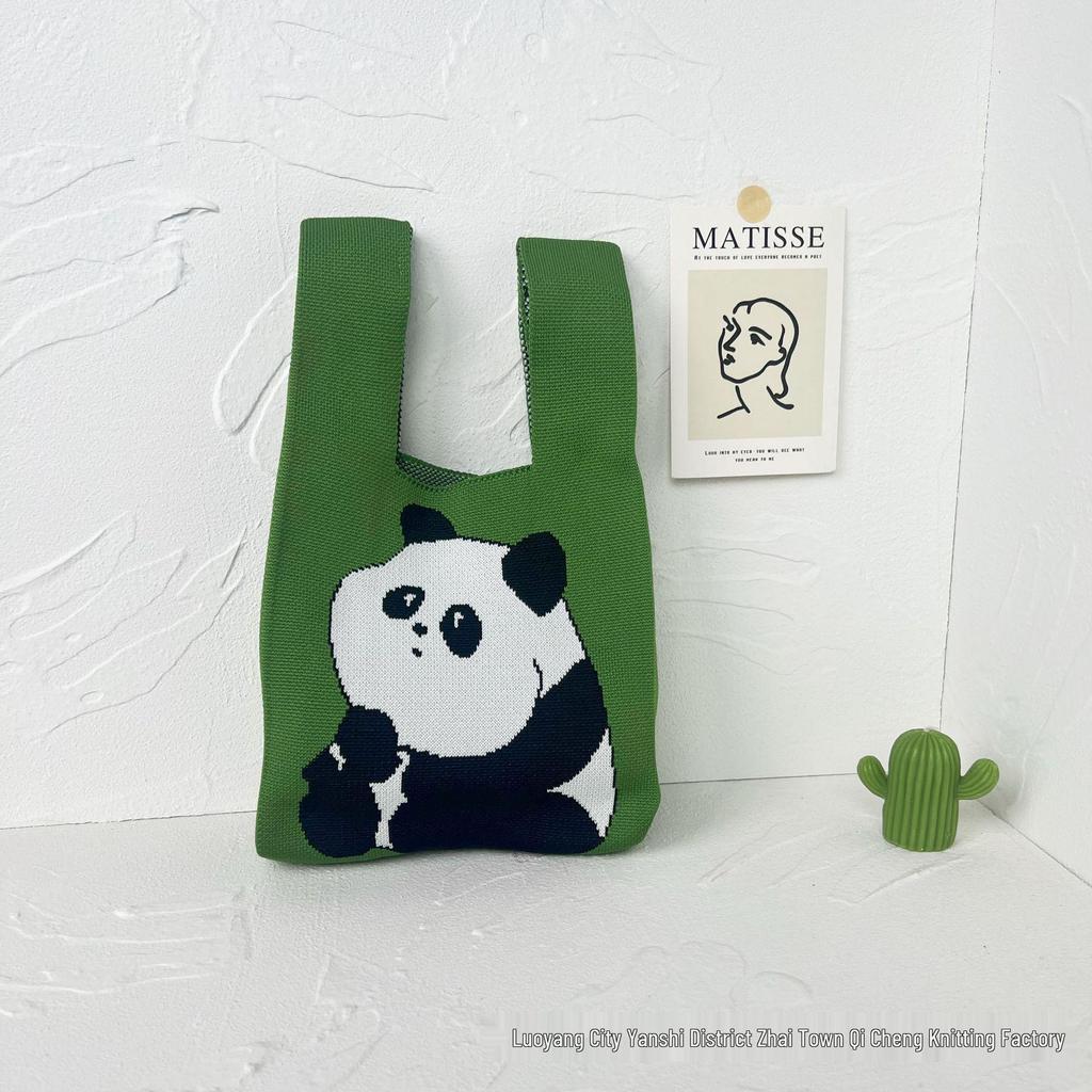 Panda Knit Women's Cross-Border Wrist Tote Handbag