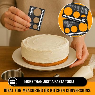 Pasta Portion Measure Tool with Cooking Guide Stainless Steel Kitchen Scale for Spaghetti Includes Unit Conversion & Cooking Time Chart Pocket