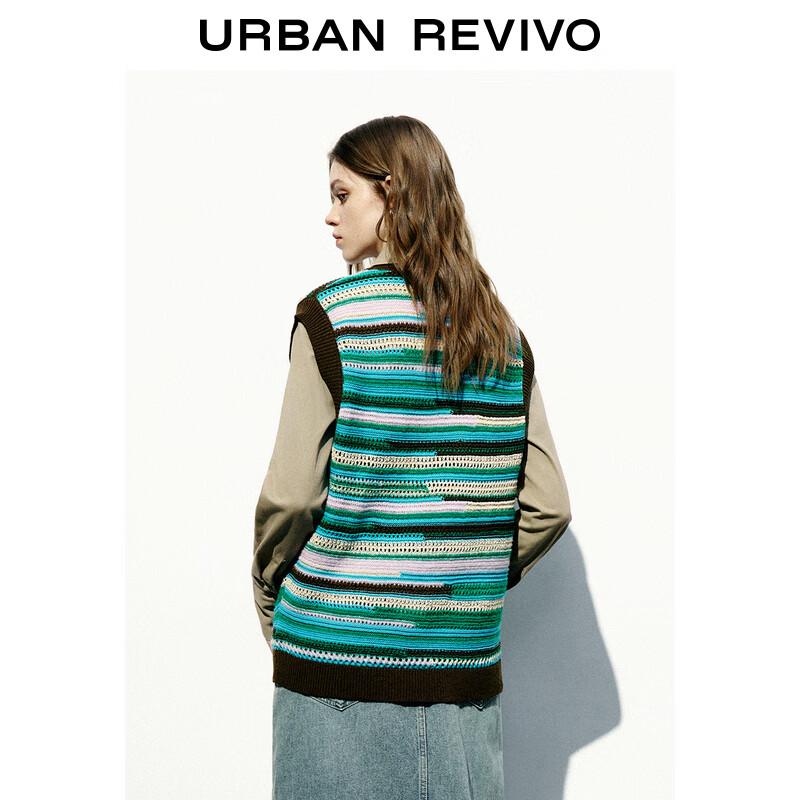 UR Women's 2024 Spring Color-block Textured Knit Sleeveless Vest