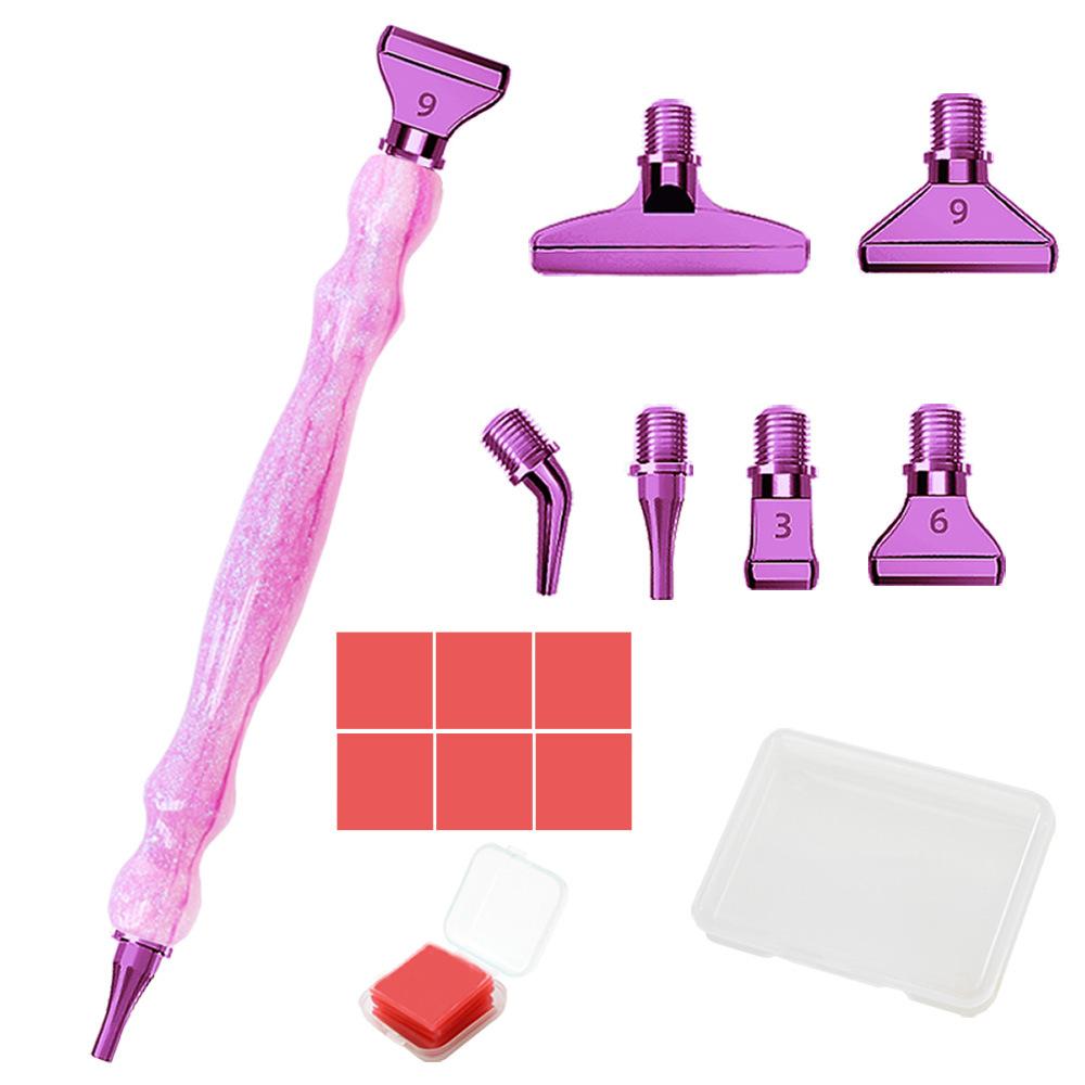 Glitter Resin Diamond Painting Pen Kit with 6 Metal Tips 6 Wax Blocks and Storage Box for 5D Diamond Art Rhinestone Crafts and DIY Projects