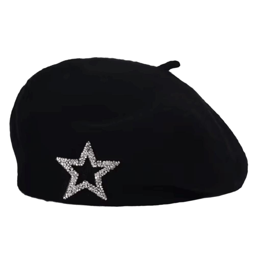 Five-Pointed Star Knitted Painter Hat Soft Beanie Cap Streetwear Wool Beret Autumn