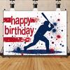 2D Sport Baseball Themed Happy Birthday Photo Booth Backdrop Cloth for Boys