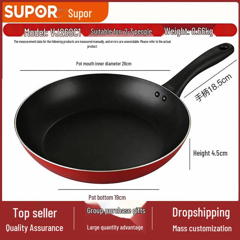 Supor 26cm Non-Stick Induction Frying Pan for Eggs & Steak (VJ26SC1) Induction and Gas Compatible