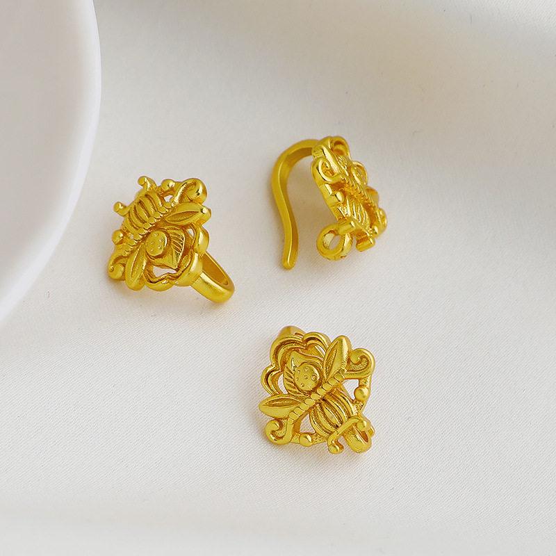 Gold-Plated Baojin Flower Buckle: Wealth & Bloom DIY Accessory