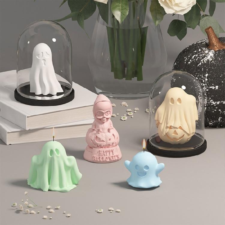 Halloween Silicone Mould 3D Ghostes Candle Molds Handmade Baking Molds Epoxy Resin Molds Scented Candle Molds