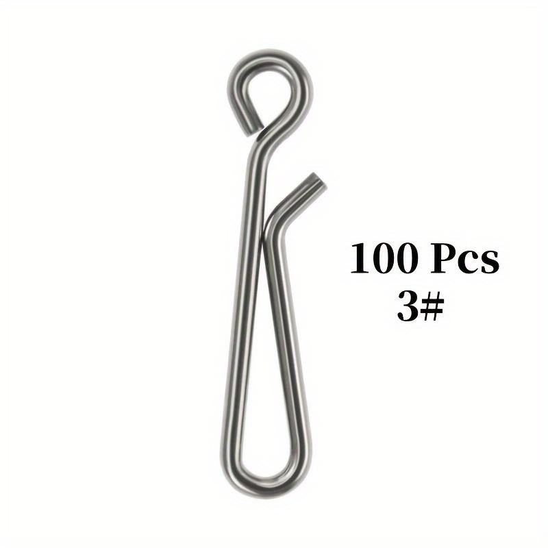 100pcs Silvery Stainless Steel Sea Fishing Lure Hanging Pin, Quick Connector Hook, Fishing Gear Buckle