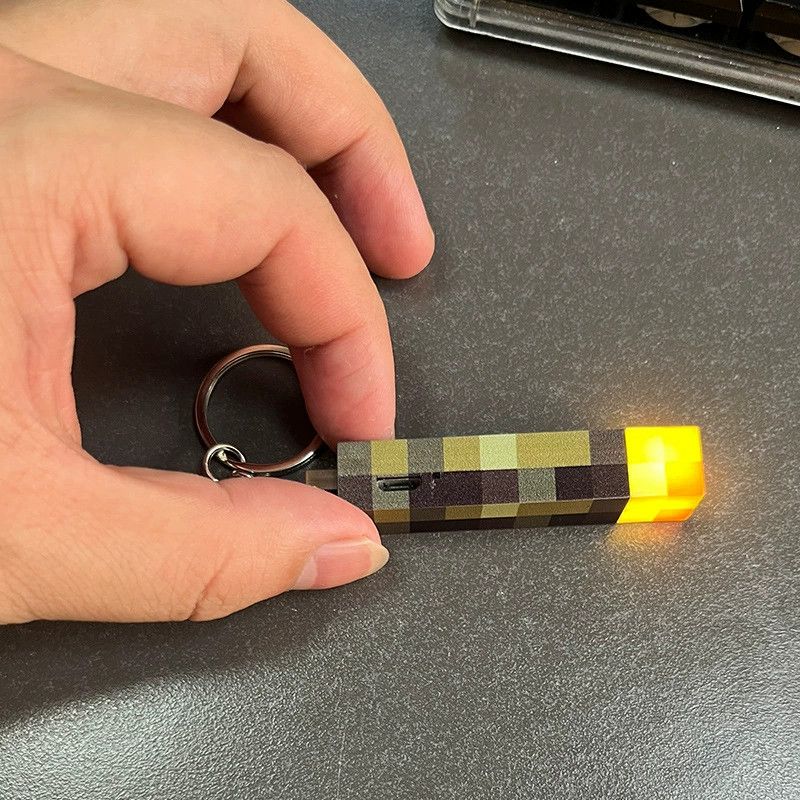 Minecraft Herní Téma Okolní Pochodeň LED Světlo USB Dobíjecí Mini Svítilna Klíčenka Přívěsek na Batoh Dětské Dárky
