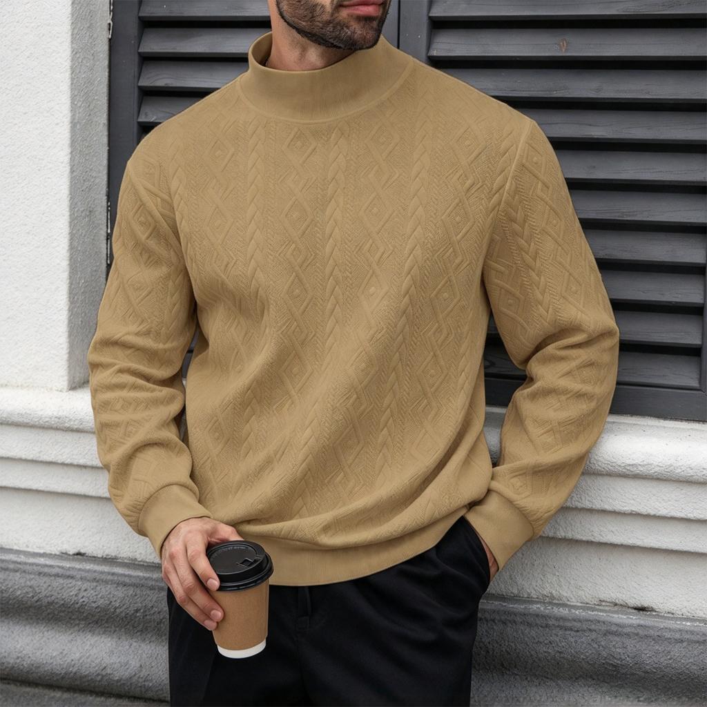 Suéter de Punto para Hombre Otoño Invierno, Jersey Casual de Cuello Medio de Color para Uso Diario al Aire Libre
