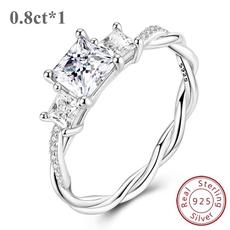 Genuine 0.8Ct Moissanite Ring Design Genuine Copper Shining Princess Square Ring For Women Finger Band Wedding Engagement Jewelry Creation