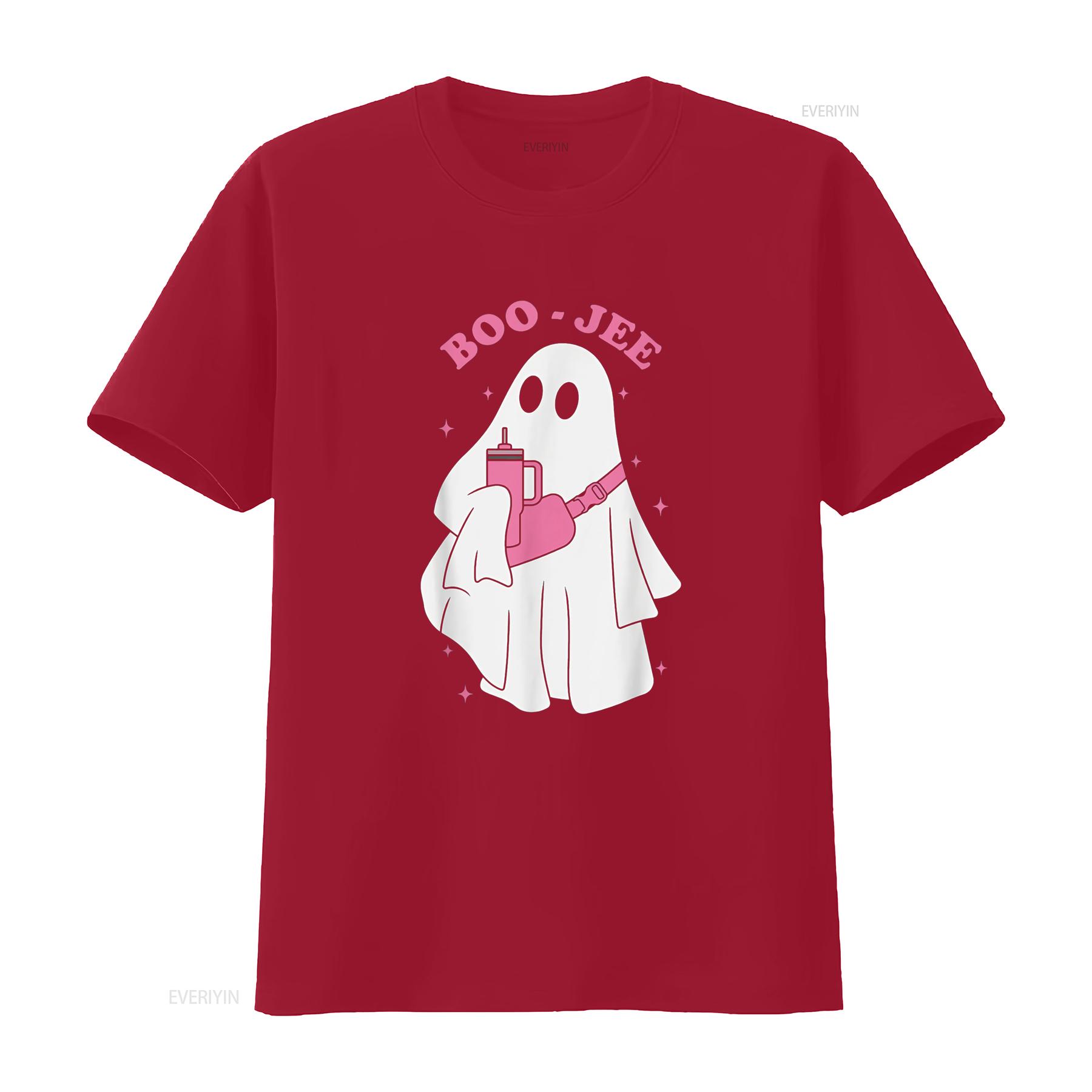Funny Boo Jee Ghost halloween spooky season T Shirt vintage Washed Casual streetwear Breathable Stretched Stylish Comfortable S