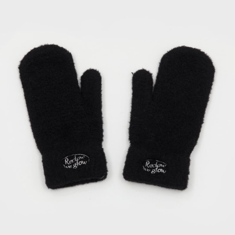RECLOW FLUFFY LOGO MITTEN GLOVE BLACK