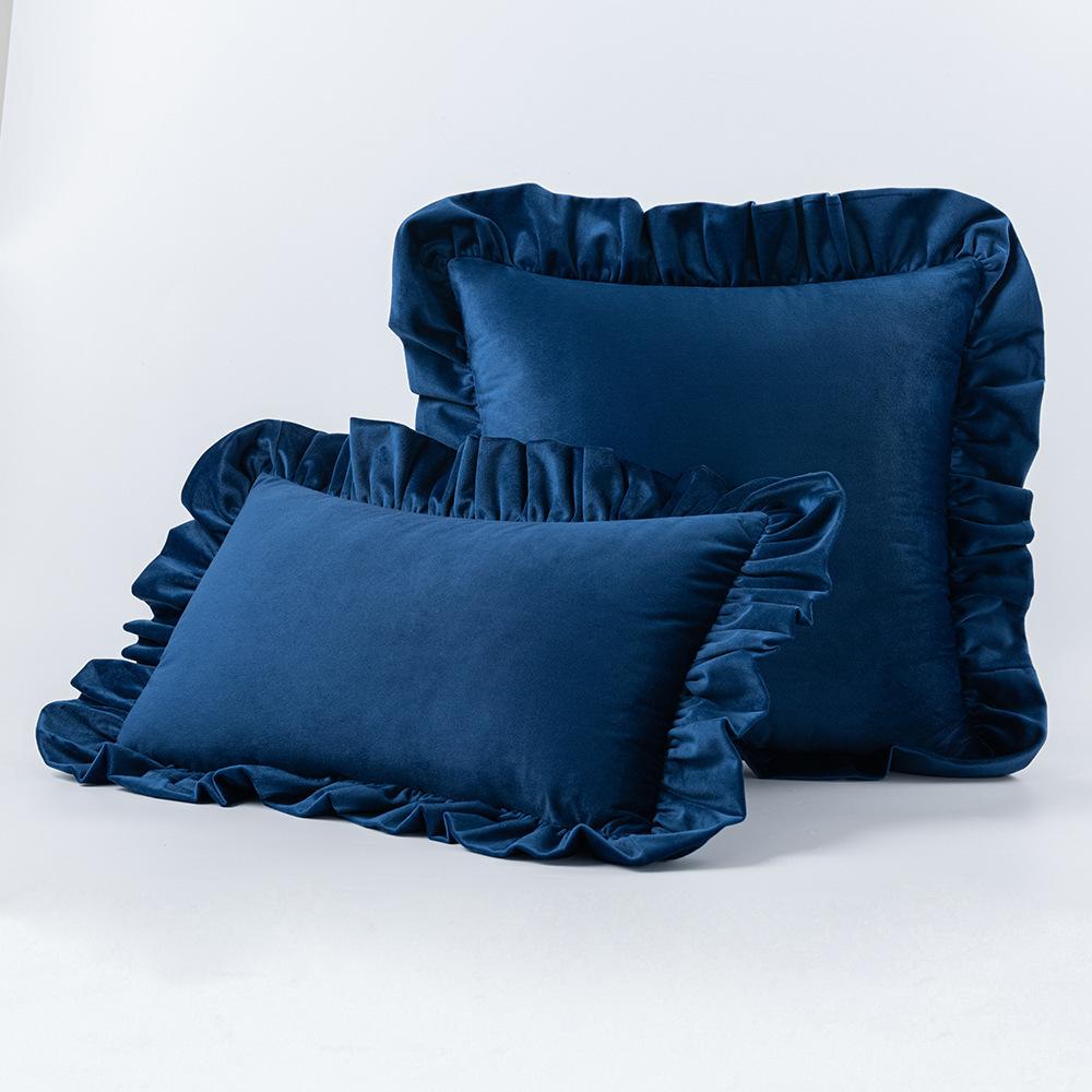 Ruffled Edge Minimalist Solid Color Velvet Pillow Cover For Home Decor Sofa Bed Throw Cushion Window Seat Lumbar Support Pillow Case