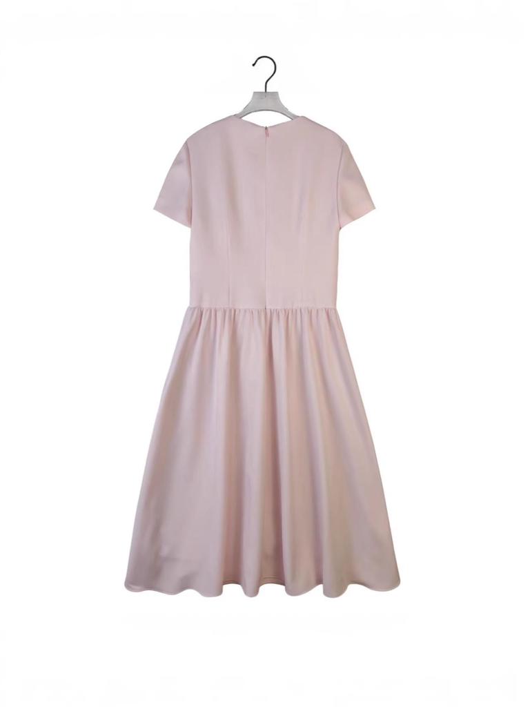 Women's Stylish Waist-Cinched Mid-Length Round Neck Dress