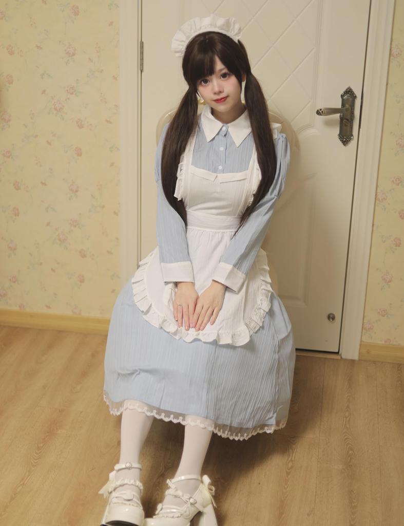 MEYOIJK Maid Gothic Lolita Long Cosplay Classical and Halloween Light Traditional Lolita Plus Sizes for Women and Maid Costume for Cultural Festivals