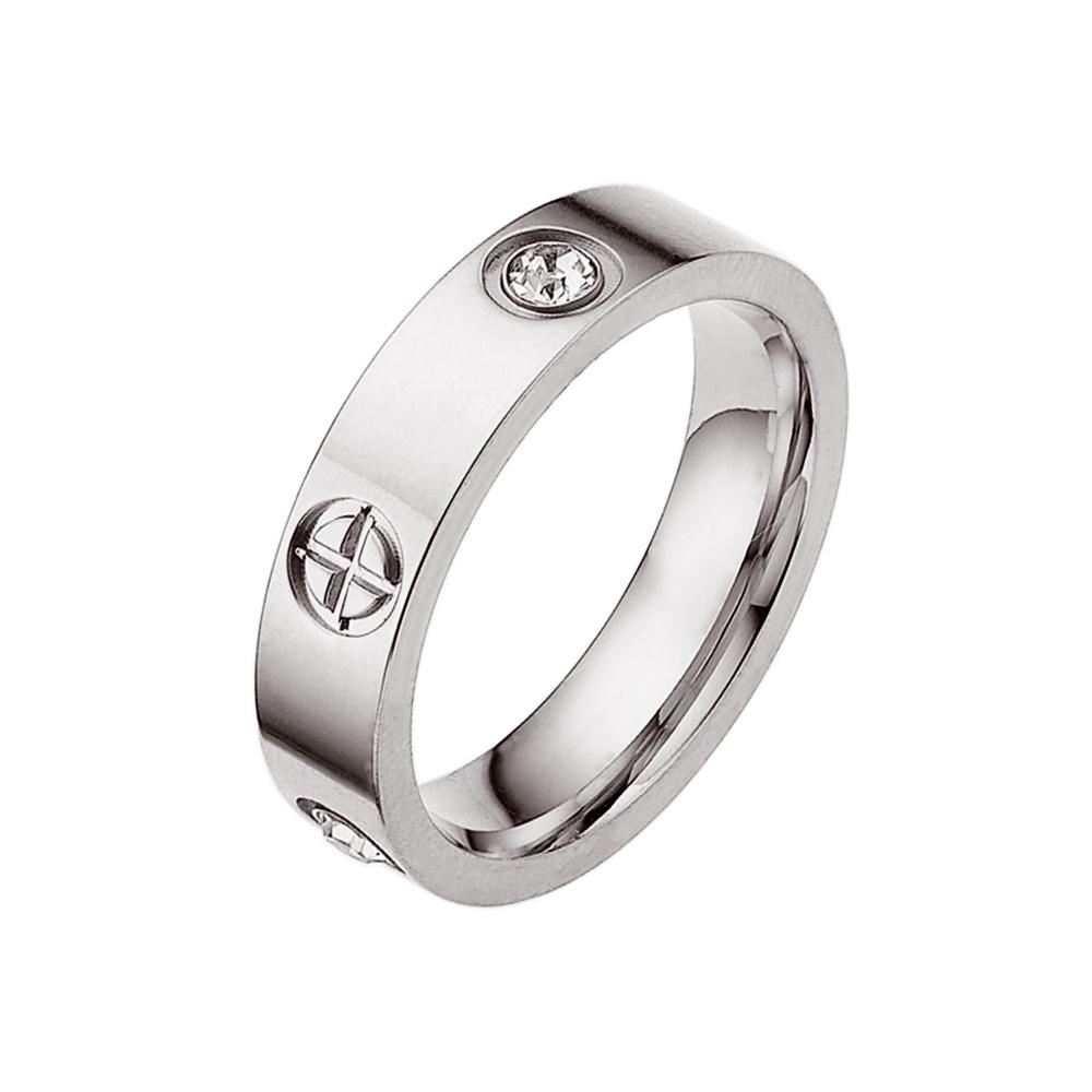 Klassischer Kreuz-Edelstahl-Liebesring für Damen Herren Roségold Farbe Paar CZ-Kristallringe Luxuriöser Schmuck Hochzeitsgeschenk
