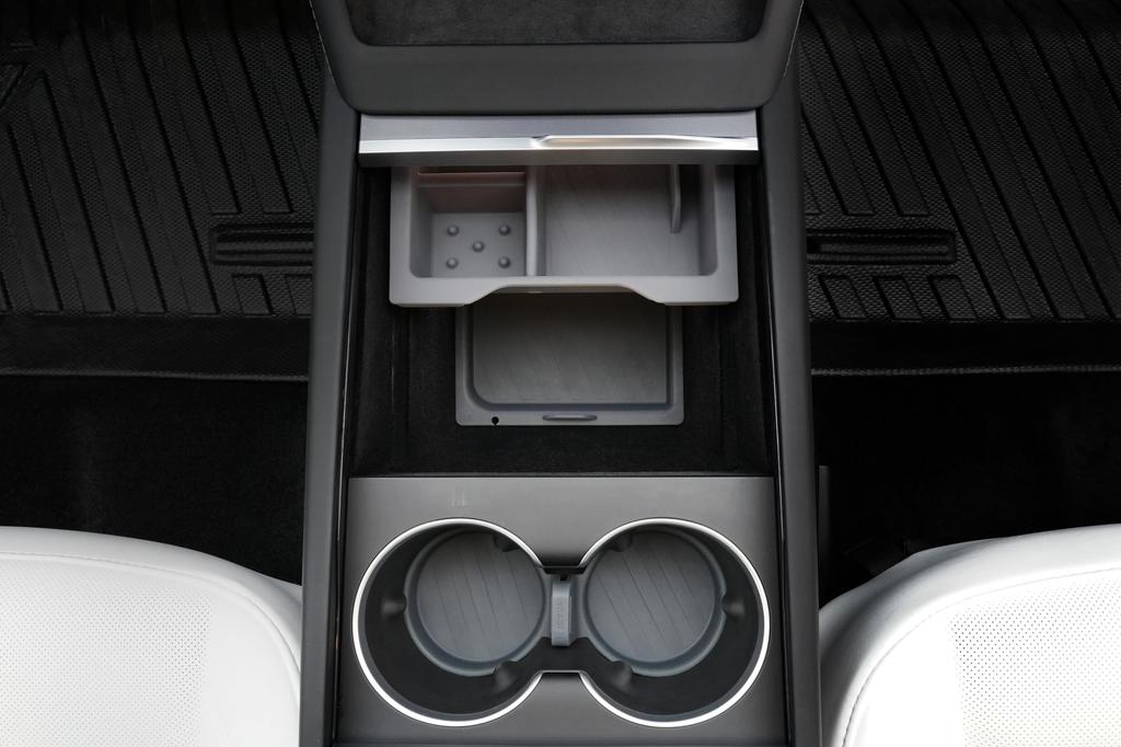 JOWUA Center Console Set for Tesla Reengineered Model 3 Highland Center Console 2 Cup and Premium Silicone Cable Organizer Mat 2024+,
