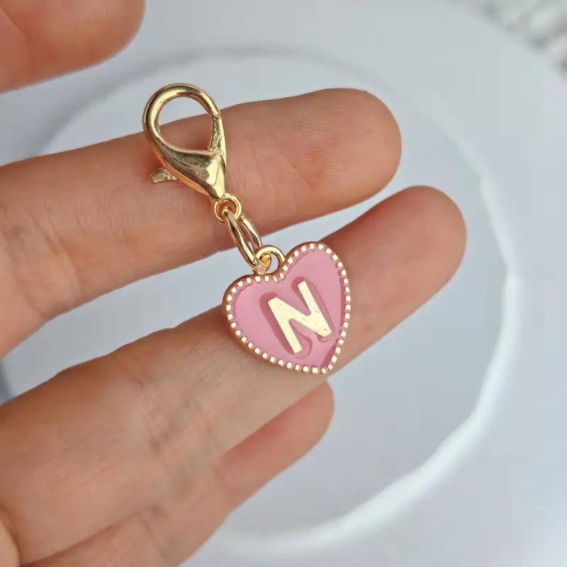 Cute Alphabet 26 Letters Heart Keychain For Bags Earphone Charm Pendants Accessories Gifts With Lobster Buckle