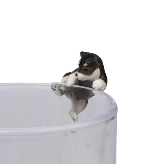 Lebensechte Mini Shiba Hund Tierfigur Hängender Tassenrand DIY Landschaftsornament