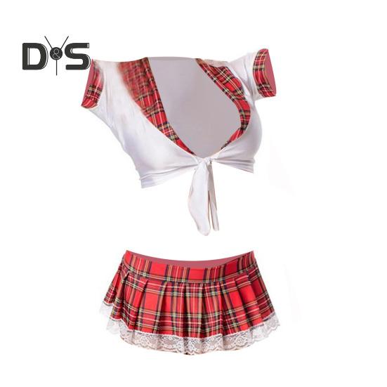 2 szt./zestaw Spódnica Top Set Kratka Nadruk Niski Dekolt w Serek Krótki Rękaw Dopasowana Kolorystyka Talia Odsłonięta Sznurowana Niska Talia Mini Spódnica Cosplay Miesiąc Miodowy Seks