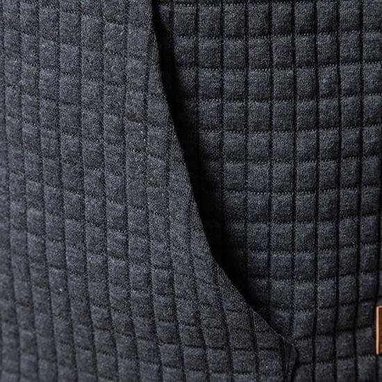 Men's Fashion Solid Color Casual Pullover Jacquard Sweat Men's Plaid Quilted Cotton Fabric Hooded Sweat