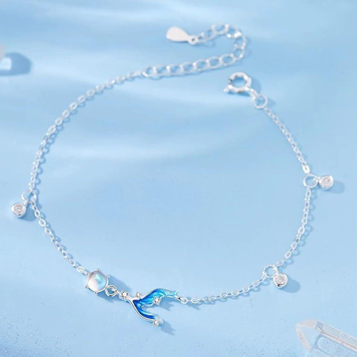 

Браслет «Русалочий лунный камень» с хвостом рыбы и инкрустированными бриллиантами Copper